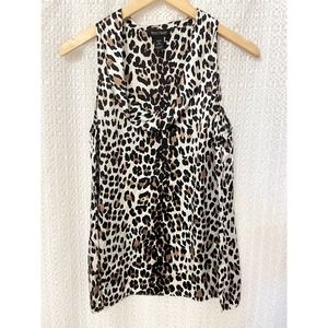 White House Black Market - Women's 100% Silk Animal Print Sleeveless Blouse - M
